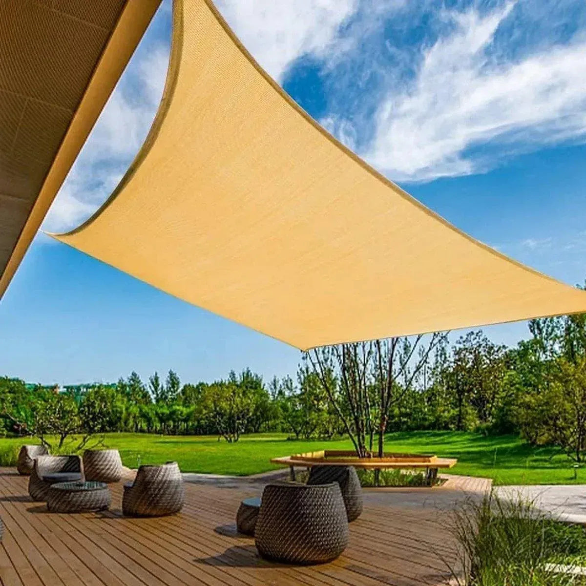 Outdoor Breathable Shade Sail Canopy Triangle Square Patio Garden Sun Shade - 3*6m（Rectangular）