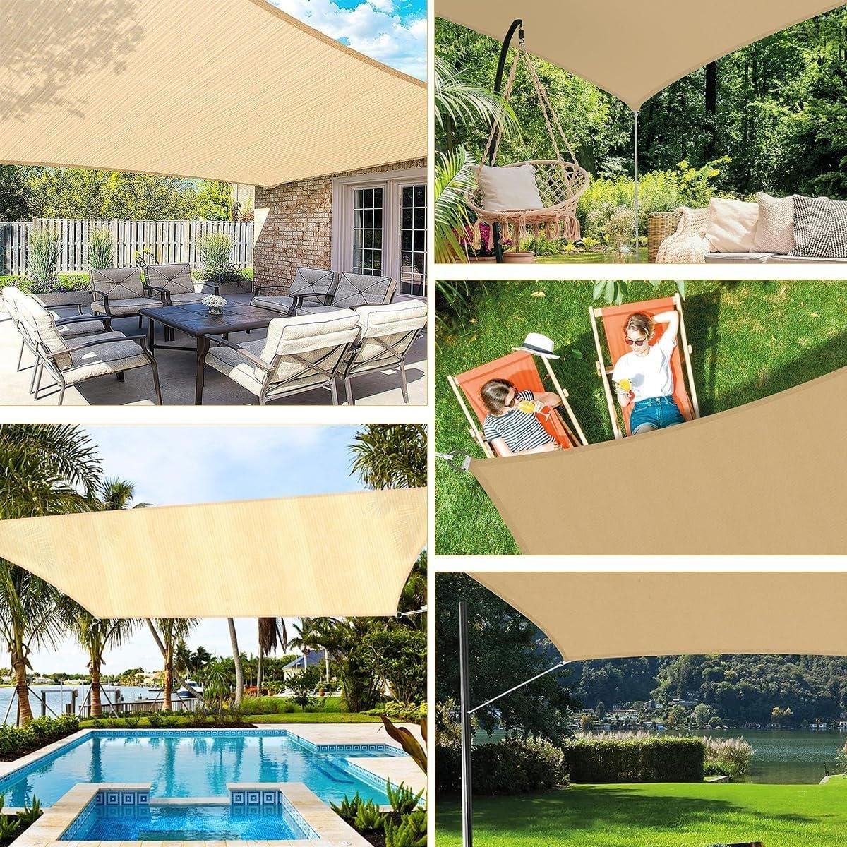 Outdoor Breathable Shade Sail Canopy Triangle Square Patio Garden Sun Shade - 3*6m（Rectangular）