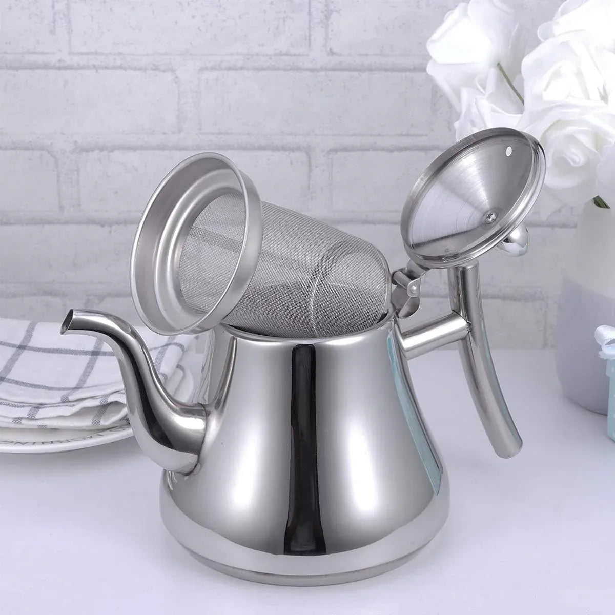 Thickened Stainless Steel Teapot Kettle With Strainer For Restaurant Hotel Use