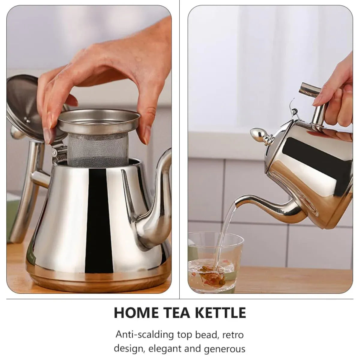 Thickened Stainless Steel Teapot Kettle With Strainer For Restaurant Hotel Use