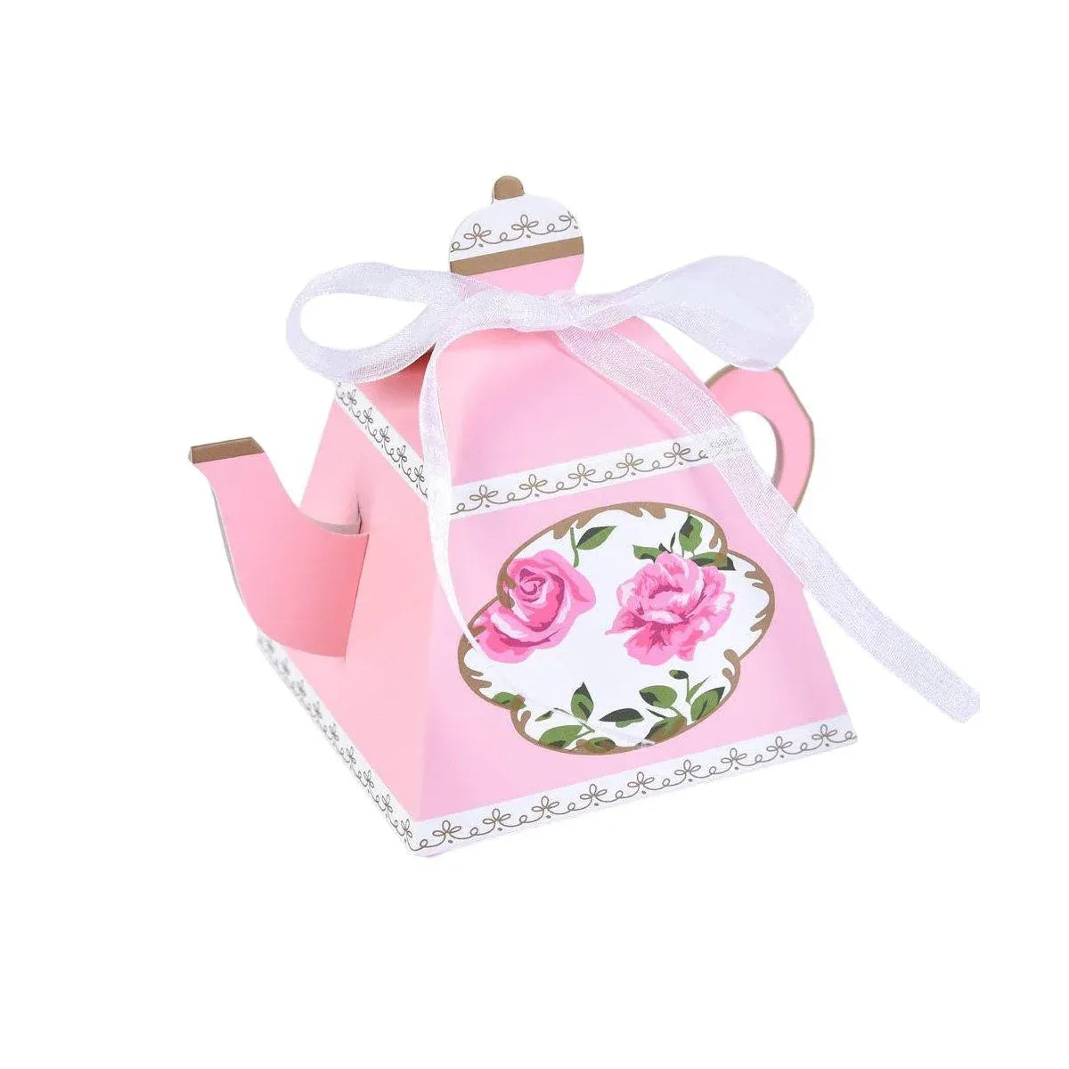 50Pcs Teapot Candy Boxes Wedding Favor Gift Packaging Tea Party Decorations - Pink