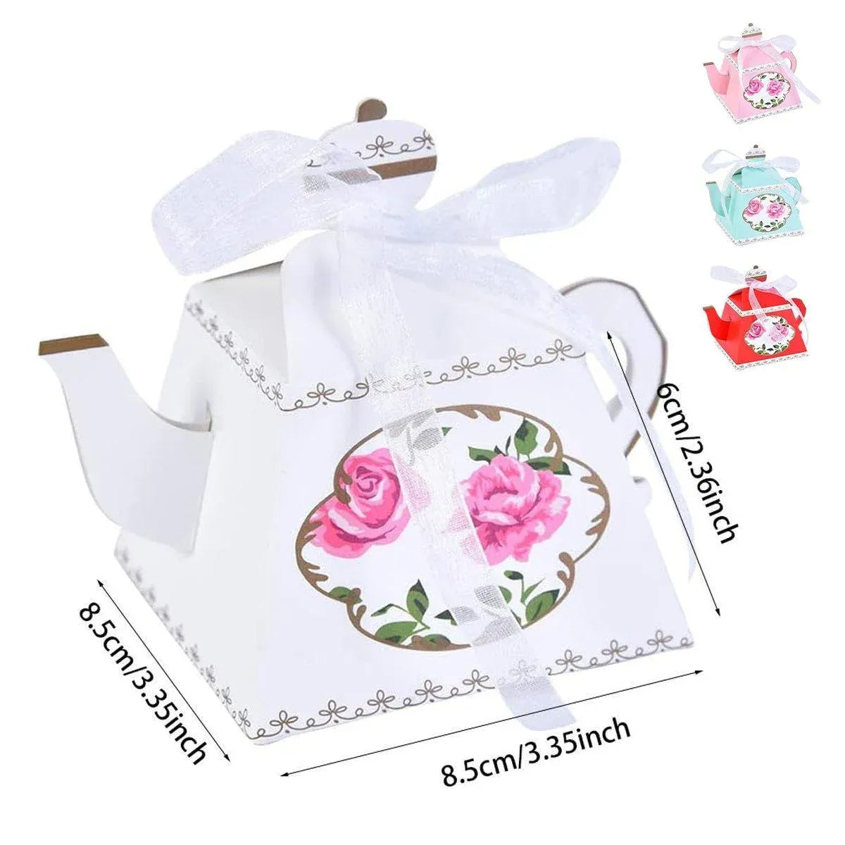 50Pcs Teapot Candy Boxes Wedding Favor Gift Packaging Tea Party Decorations - Pink