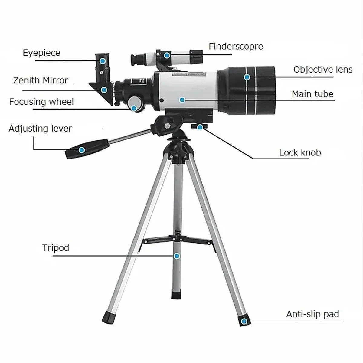 HD Astronomical Telescope with Desktop Tripod and Up to 150X Combo Magnification