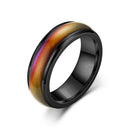 Mood Colour Changing Ring Temperature Sensitive Stainless Steel US Size 6 - Black