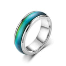 Mood Colour Changing Ring Temperature Sensitive Stainless Steel US Size 9 - Silver