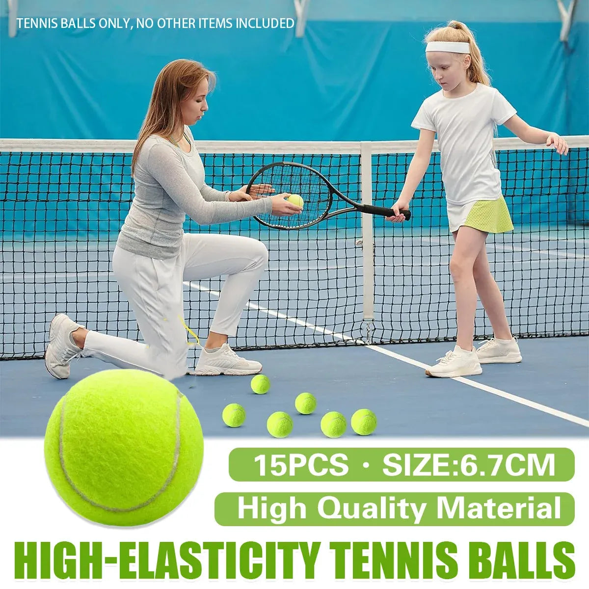 15Pcs High Elasticity Durable Training Tennis Balls Pressureless All Court Balls