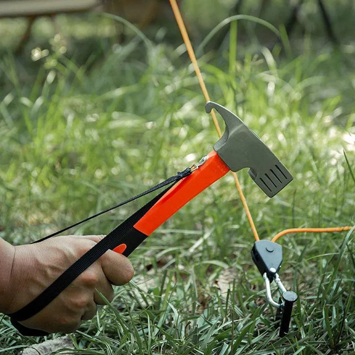 Outdoor Camping Hammer Tent Stake Puller Ground Hammer Heavy Duty Camping Tool - Grey