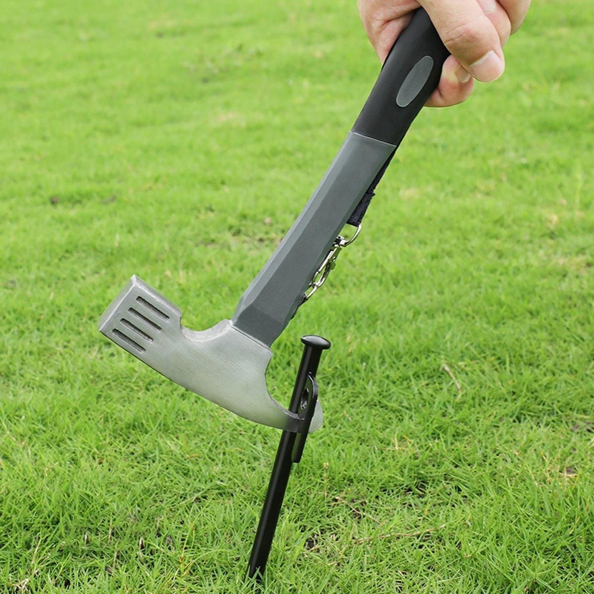 Outdoor Camping Hammer Tent Stake Puller Ground Hammer Heavy Duty Camping Tool - Grey