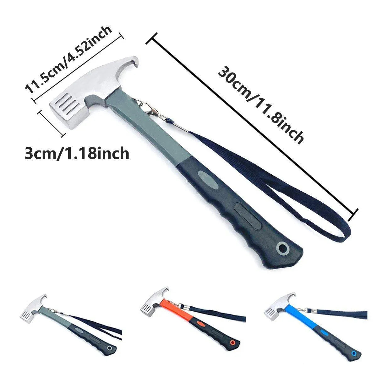 Outdoor Camping Hammer Tent Stake Puller Ground Hammer Heavy Duty Camping Tool - Orange