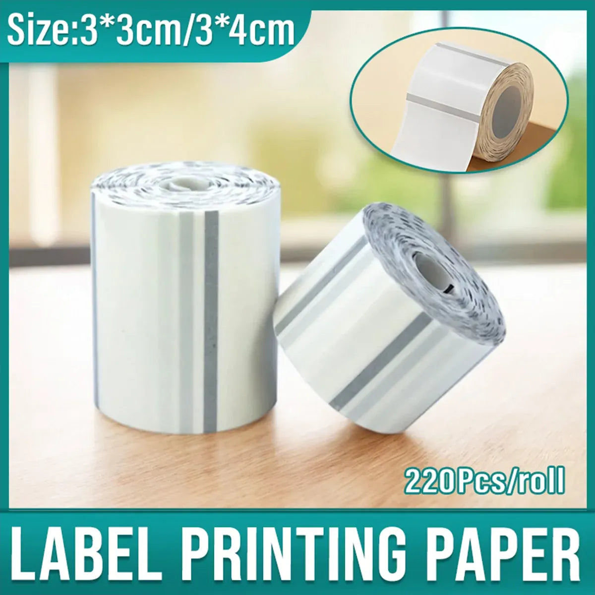 Transparent Thermal Label Printer Paper Roll Self Adhesive 220pcs Per Roll - 40x30cm