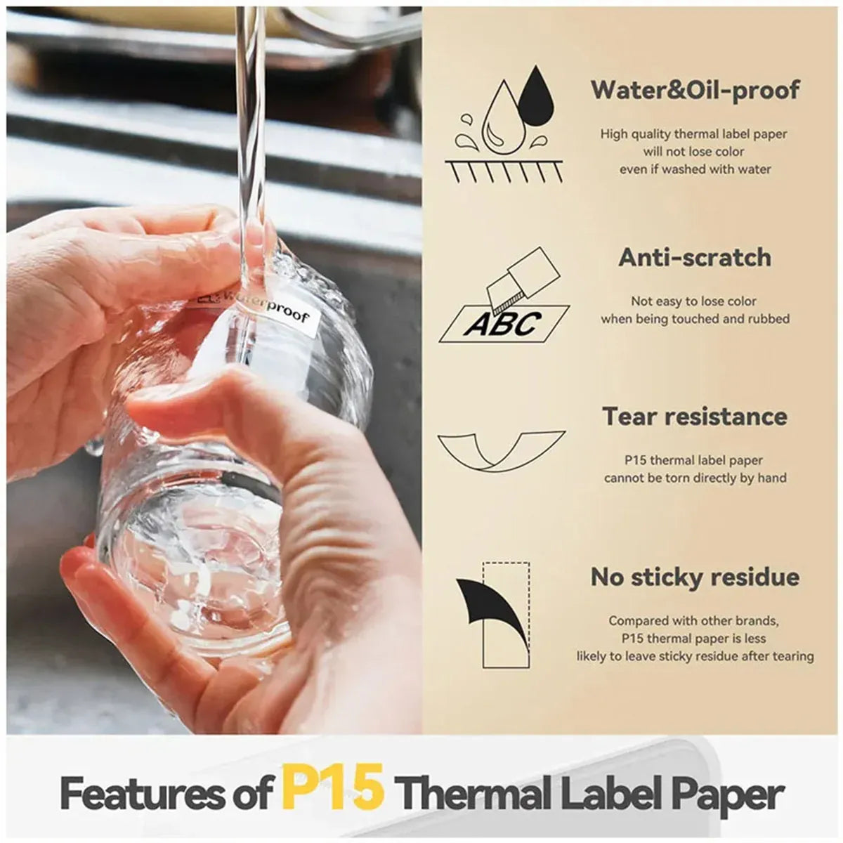 Transparent Thermal Label Printer Paper Roll Self Adhesive 220pcs Per Roll - 40x30cm