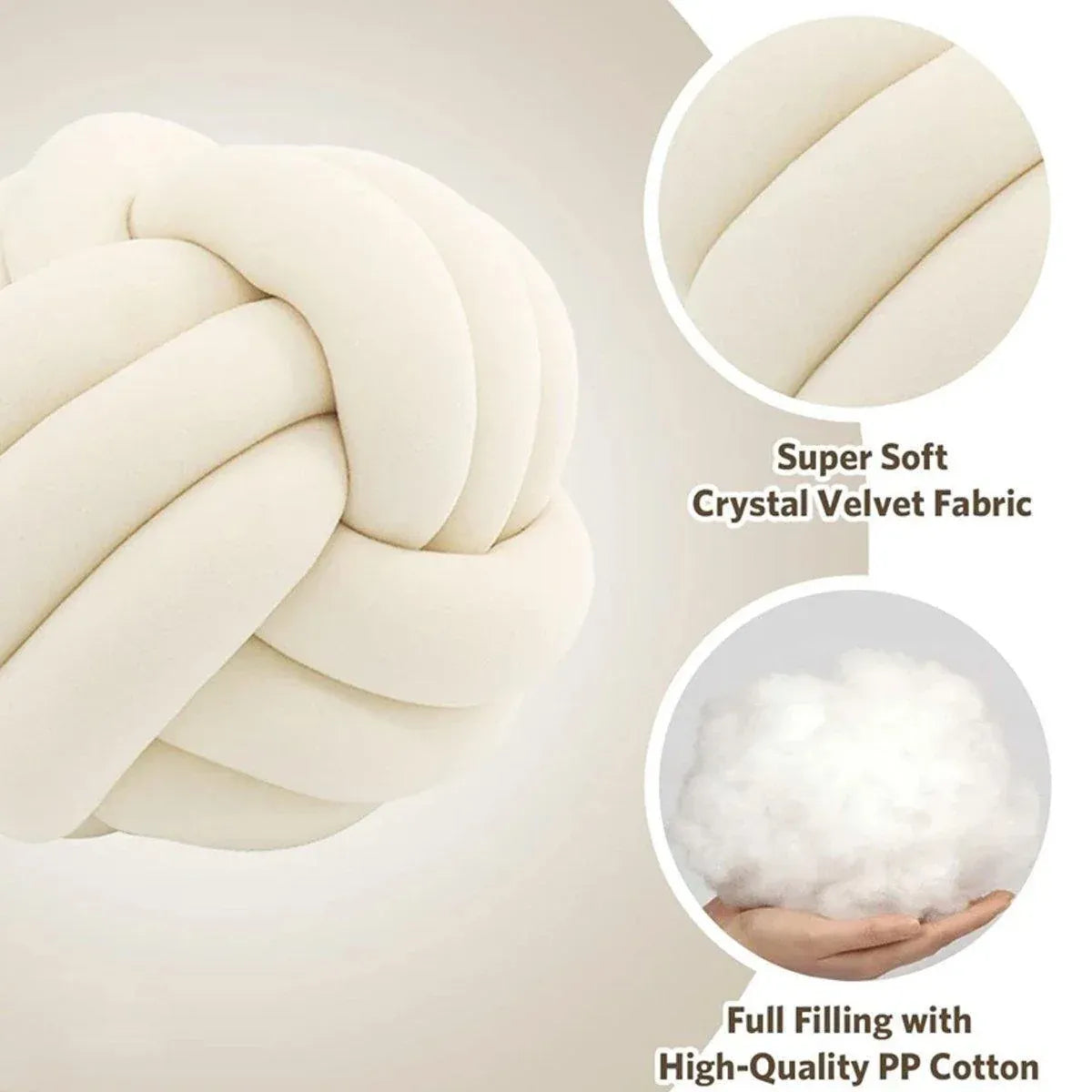 Three-Strand Braided Round Pillow Sofa Cushion Decorative Pillow for Living Room - Light Grey