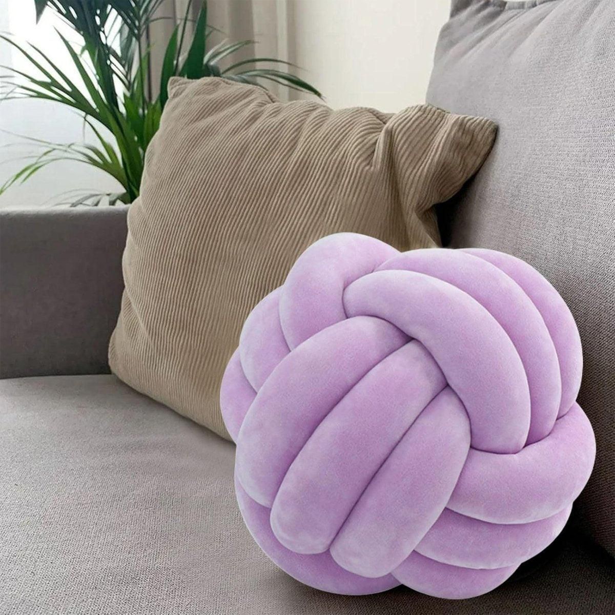 Three-Strand Braided Round Pillow Sofa Cushion Decorative Pillow for Living Room - Light Khaki