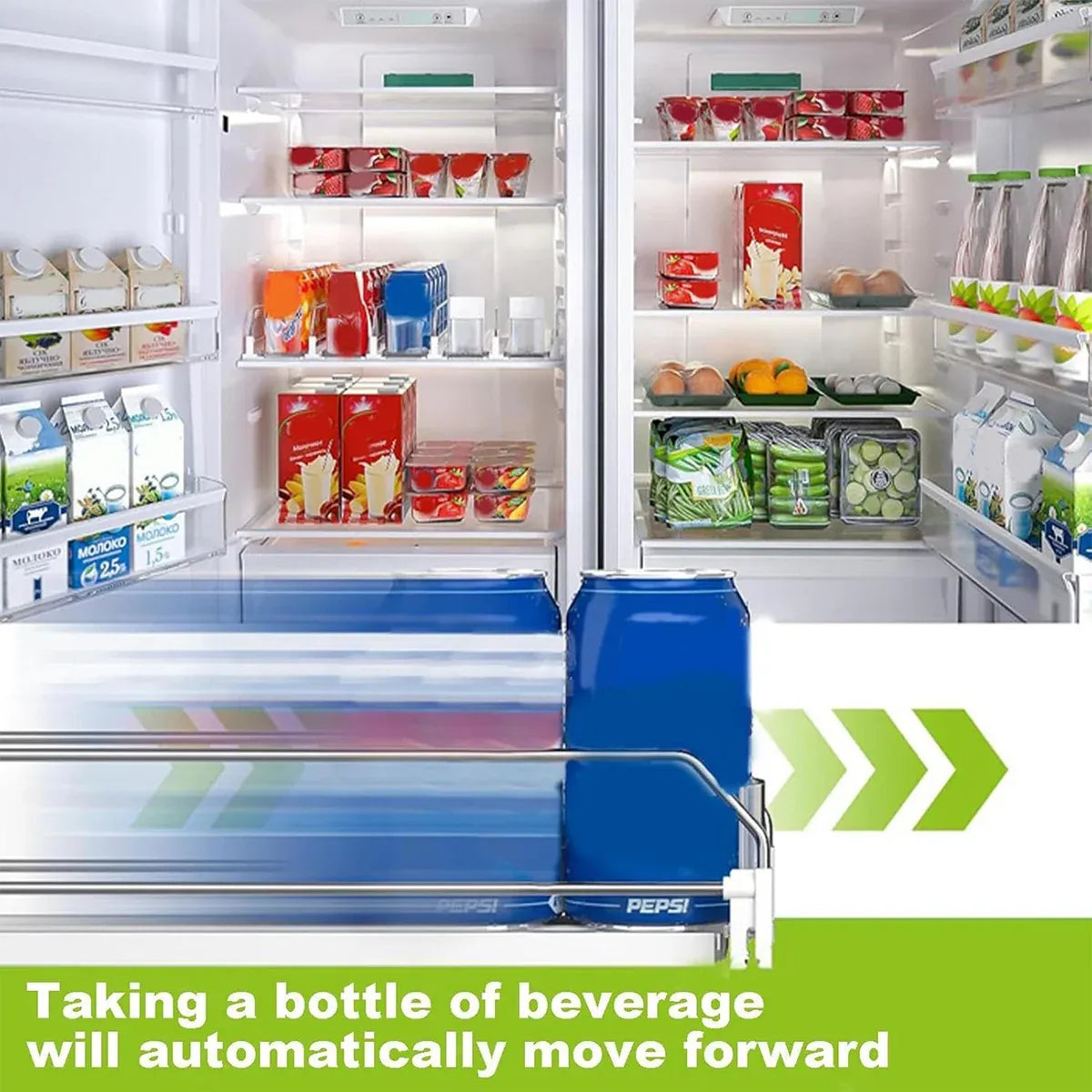 4pcs Automatic Beverage Pusher E Shape Shelf Organizer Supermarket Bottle Rack