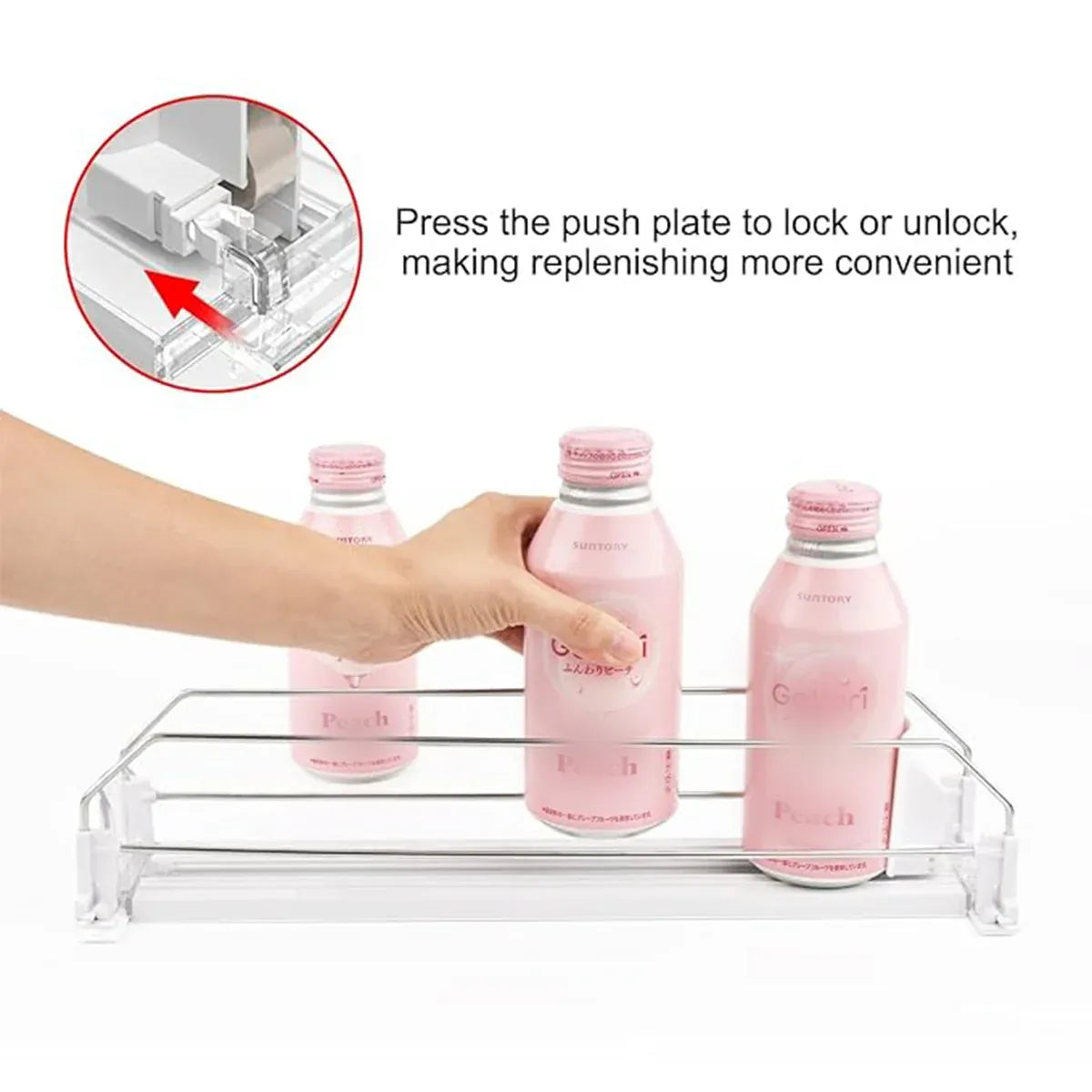 4pcs Automatic Beverage Pusher E Shape Shelf Organizer Supermarket Bottle Rack