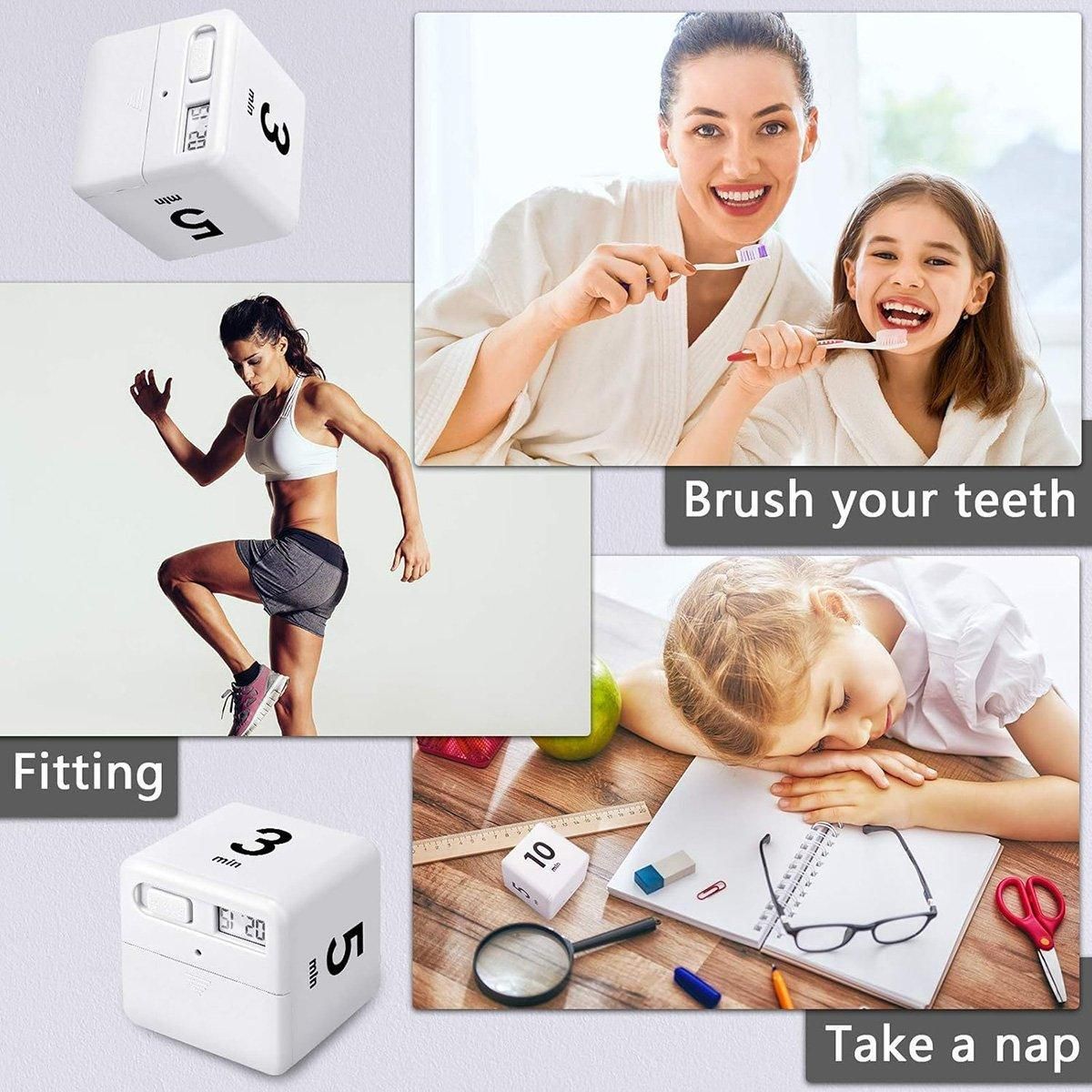 Cubic Timer for Students Time Management Study Exercise Reminder Tool Adjustable - 1-3-5-10