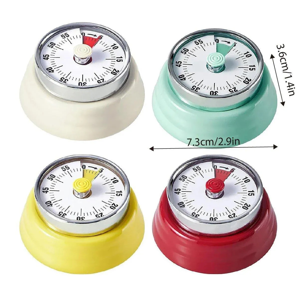 60 Minutes Visual Analog Timer Countdown Clock Time Management Kitchen Tool - Red