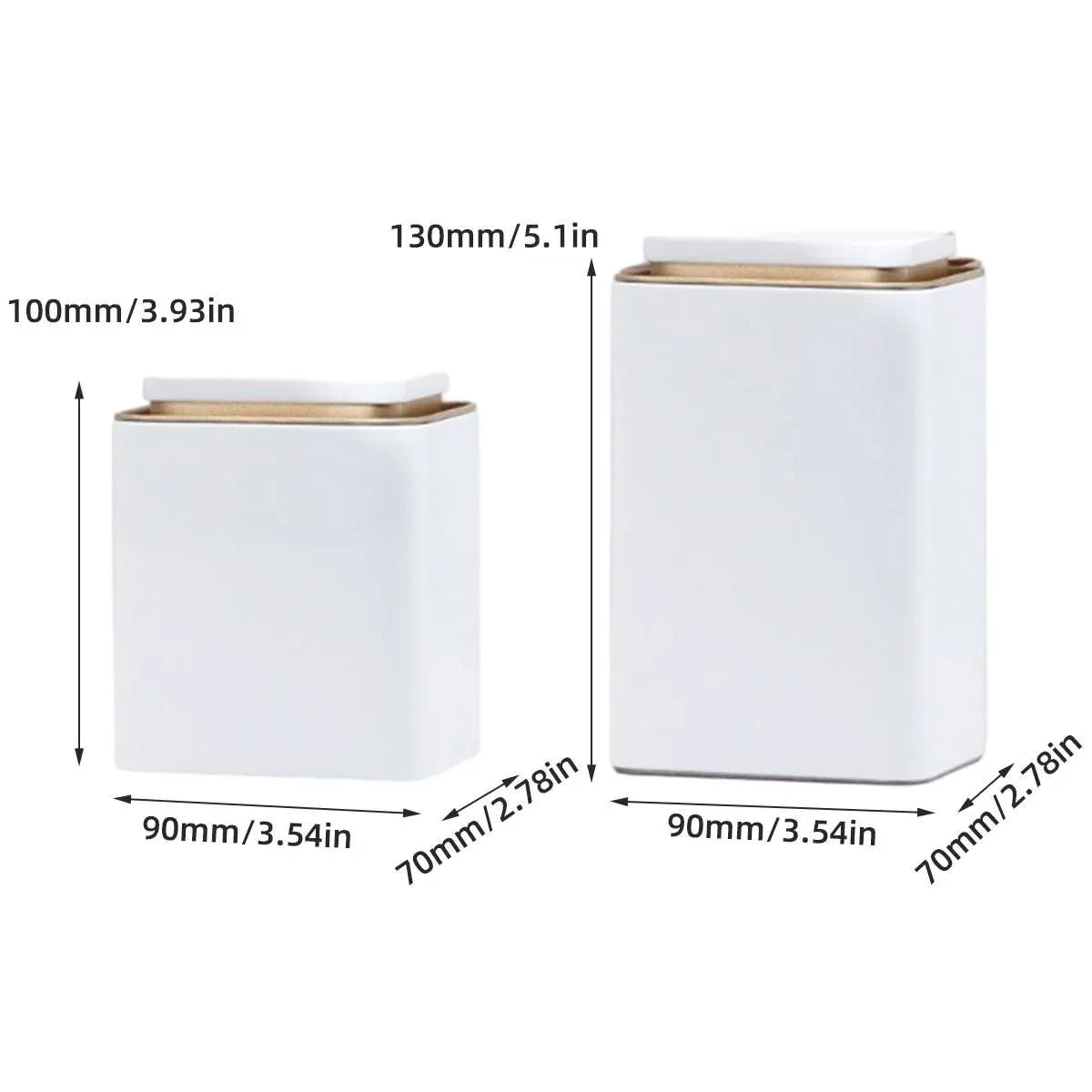Metal Storage Tin Box Set Square Containers with Lid 5 Pack 2 Sizes - Small