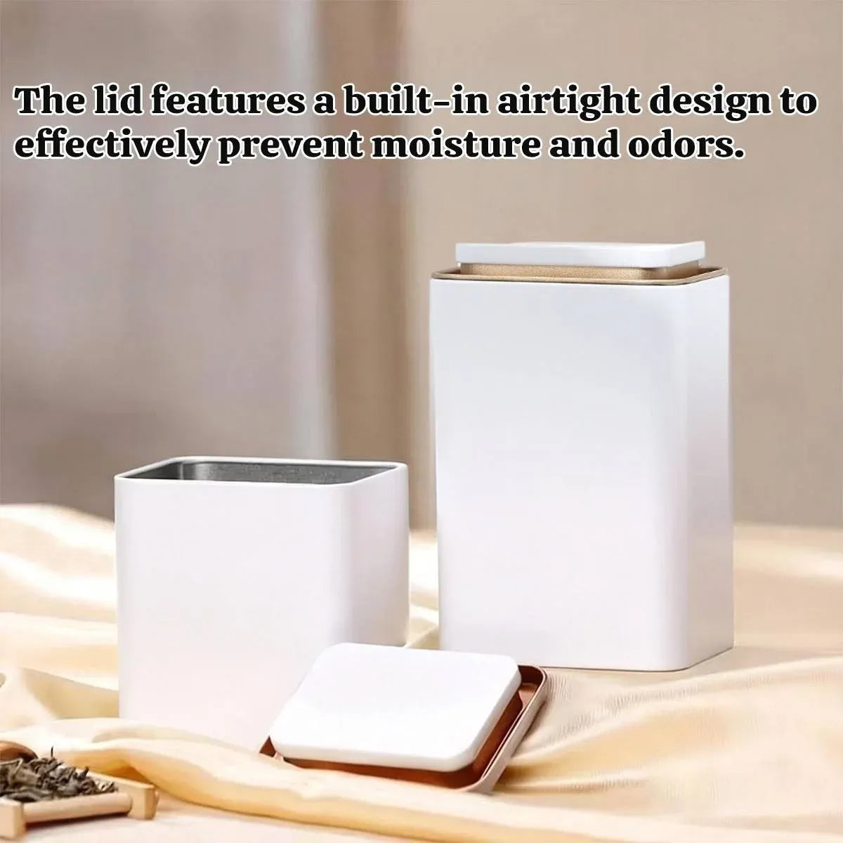 Metal Storage Tin Box Set Square Containers with Lid 5 Pack 2 Sizes - Small