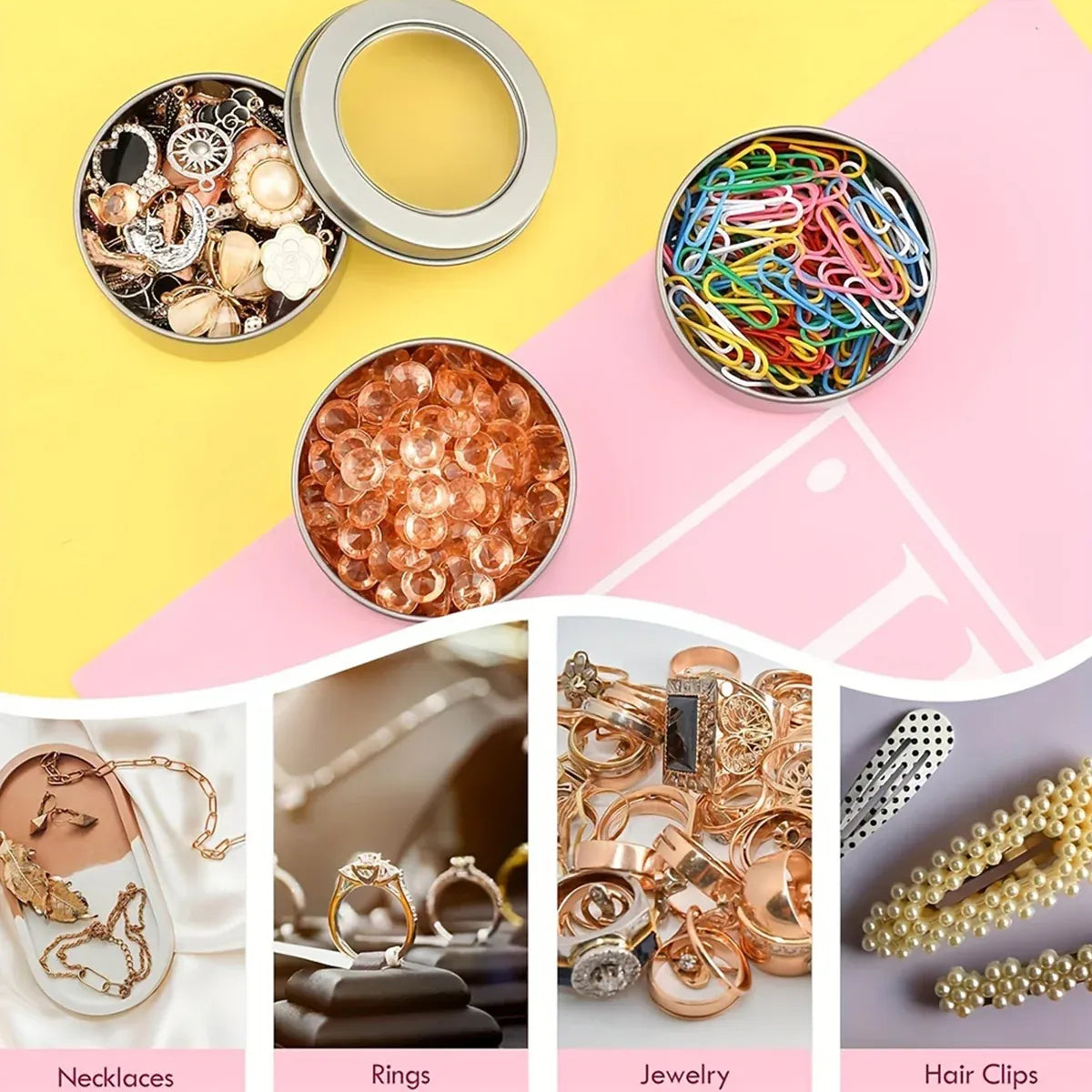 Round Tin Storage Boxes 30pcs Clear Window Lid for Craft Jewellery DIY