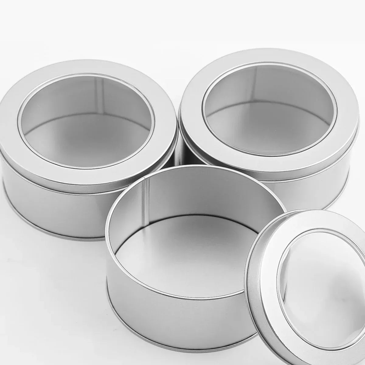 Round Tin Storage Boxes 30pcs Clear Window Lid for Craft Jewellery DIY