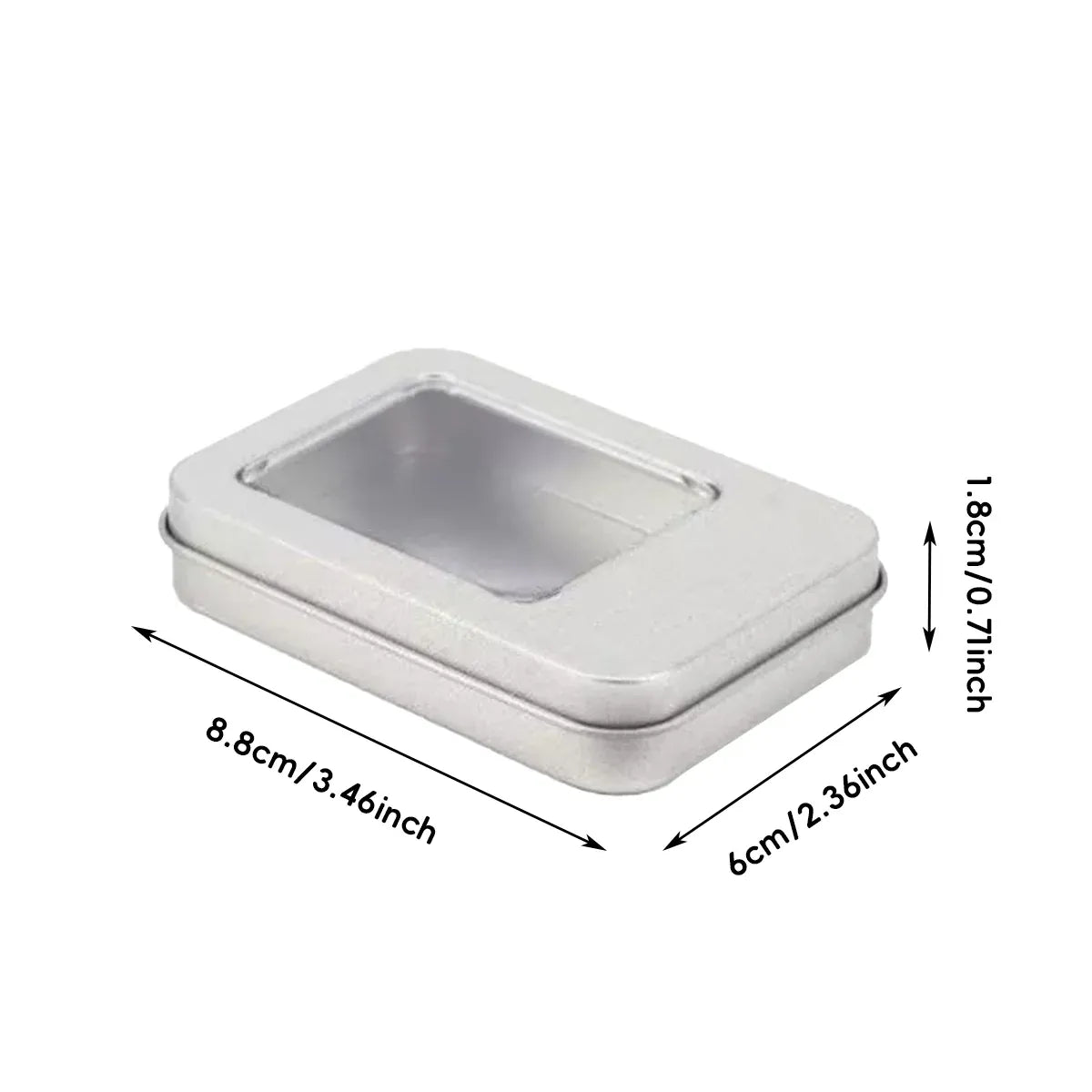 10PCS Tin Box Connected Flip Top With Clear Window for Small Item Storage Use