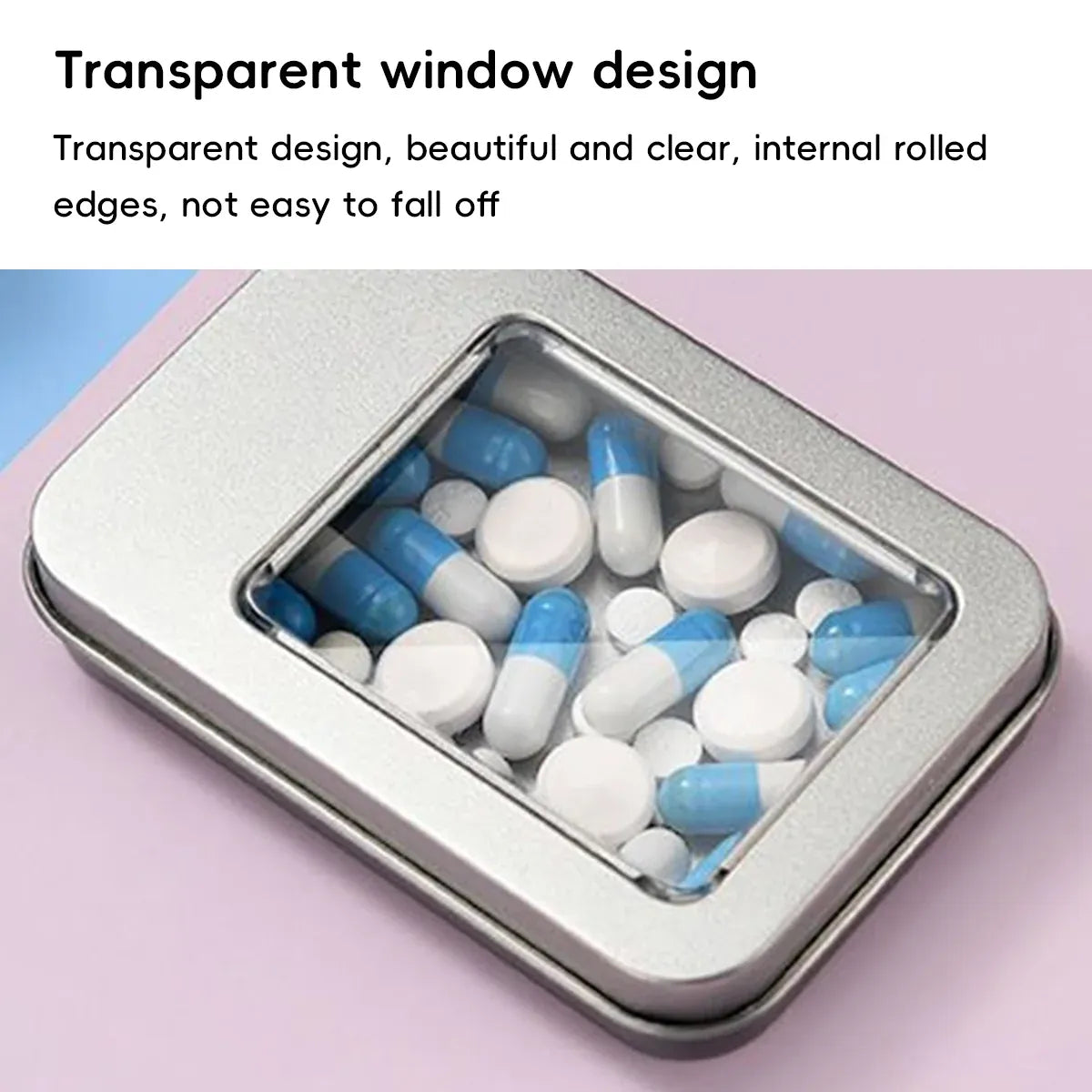 10PCS Tin Box Connected Flip Top With Clear Window for Small Item Storage Use