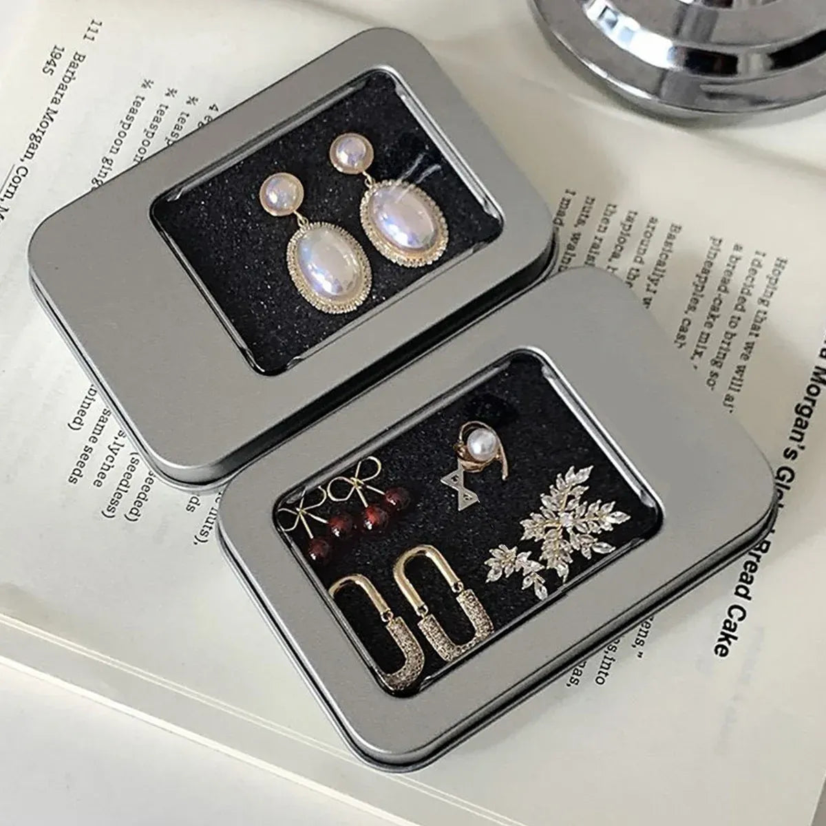 10PCS Tin Box Connected Flip Top With Clear Window for Small Item Storage Use