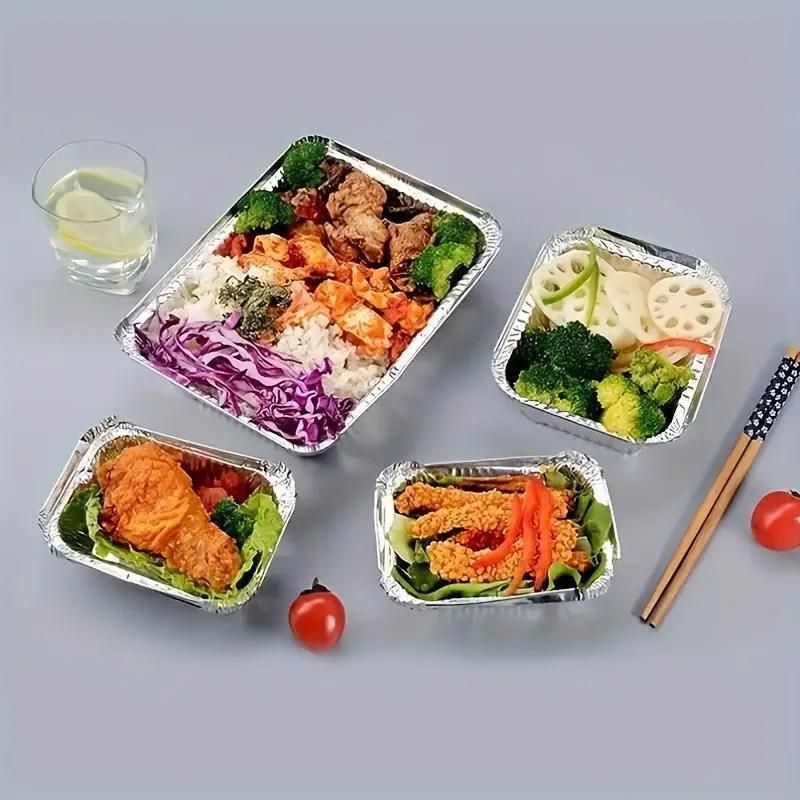 125PCS Disposable Quadrate Tin Foil Pans Oven Grill Safe Non-Stick Baking Trays - 125pcs-230ml