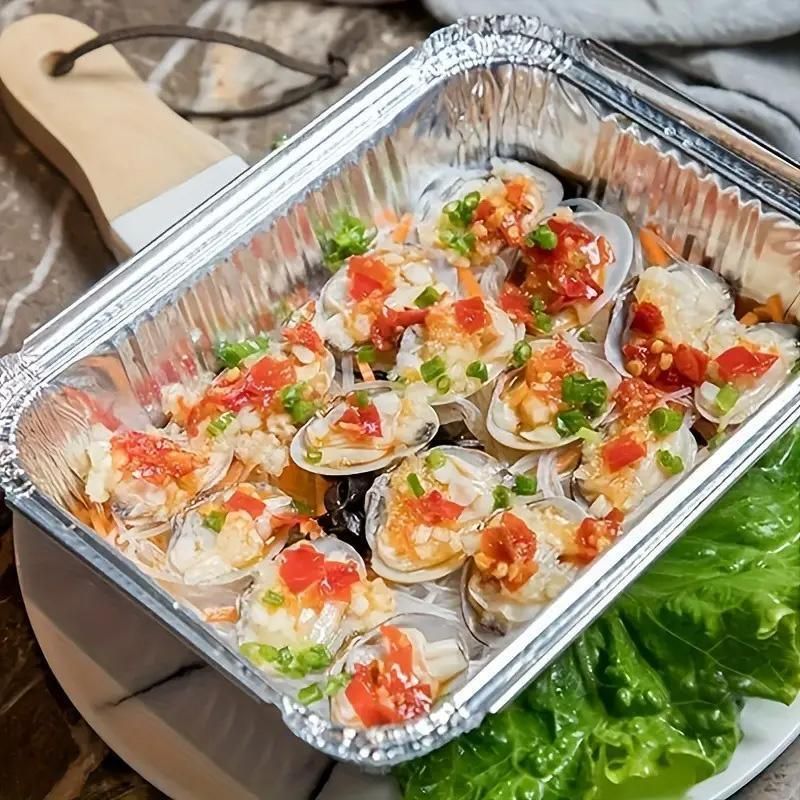 125PCS Disposable Quadrate Tin Foil Pans Oven Grill Safe Non-Stick Baking Trays - 125pcs-700ml