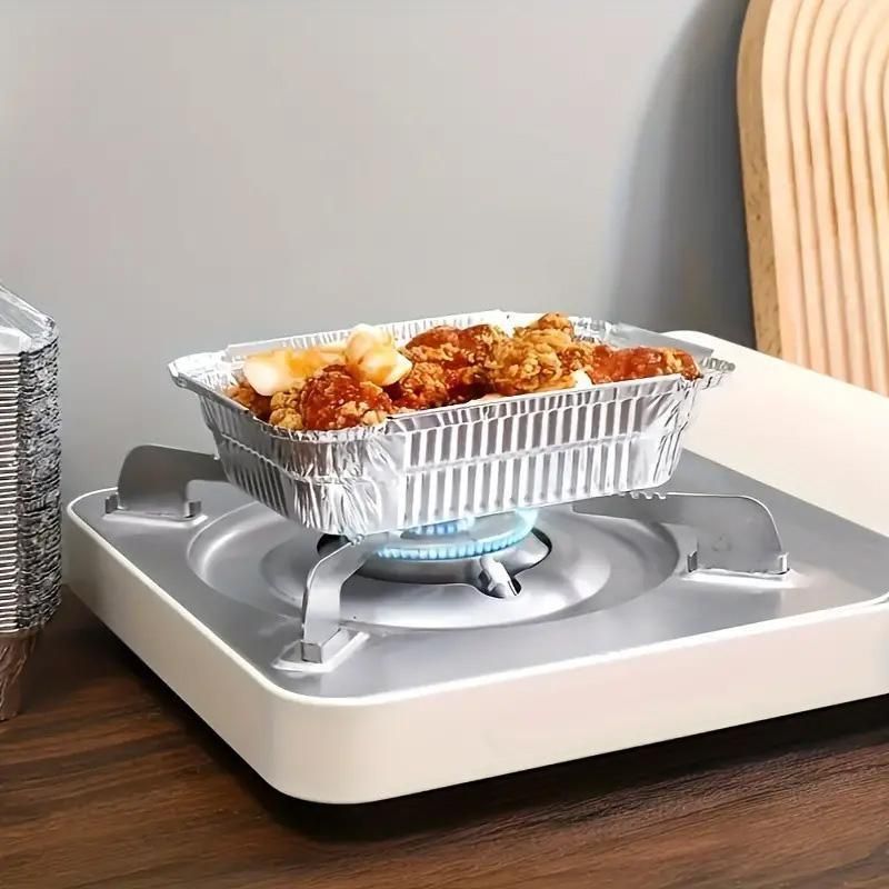 125PCS Disposable Quadrate Tin Foil Pans Oven Grill Safe Non-Stick Baking Trays - 125pcs-700ml