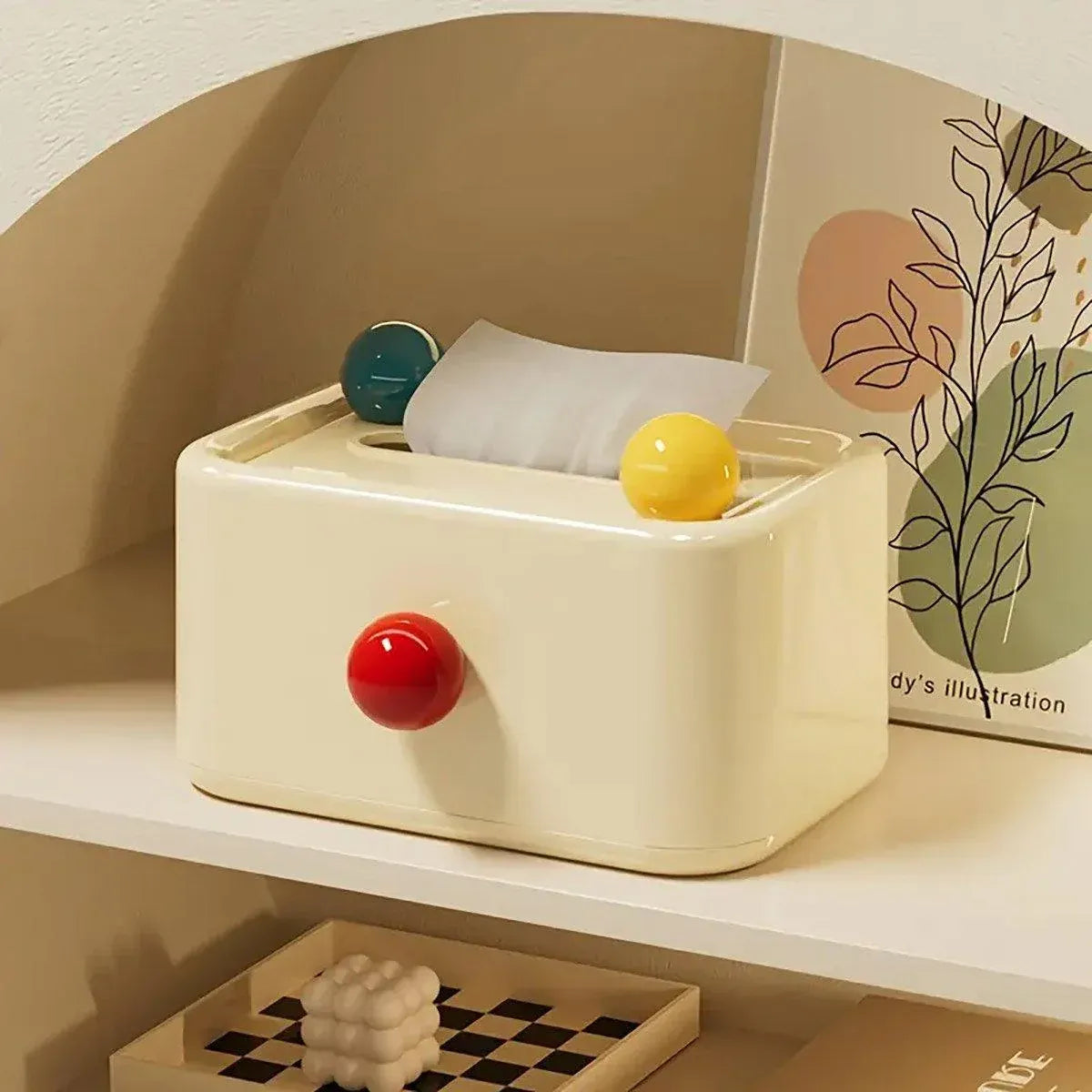Cute Tissue Box with Lid Dustproof Paper Drawer Organizer for Living Room Table