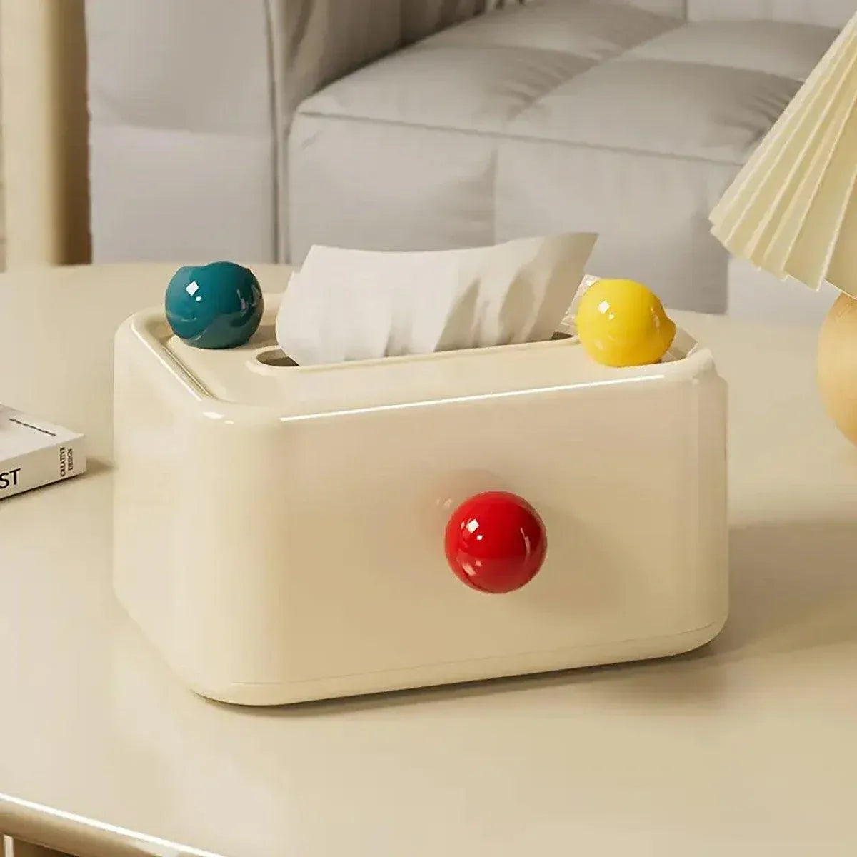 Cute Tissue Box with Lid Dustproof Paper Drawer Organizer for Living Room Table