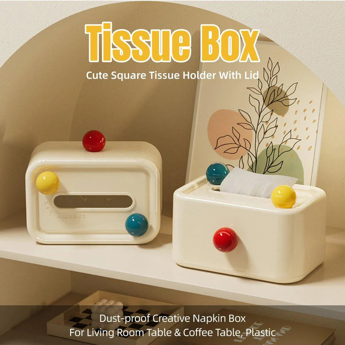 Cute Tissue Box with Lid Dustproof Paper Drawer Organizer for Living Room Table