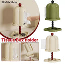 Double Shelf Paper Towel Box Dustproof Lid Vintage Tissue Holder for Kitchen - Green