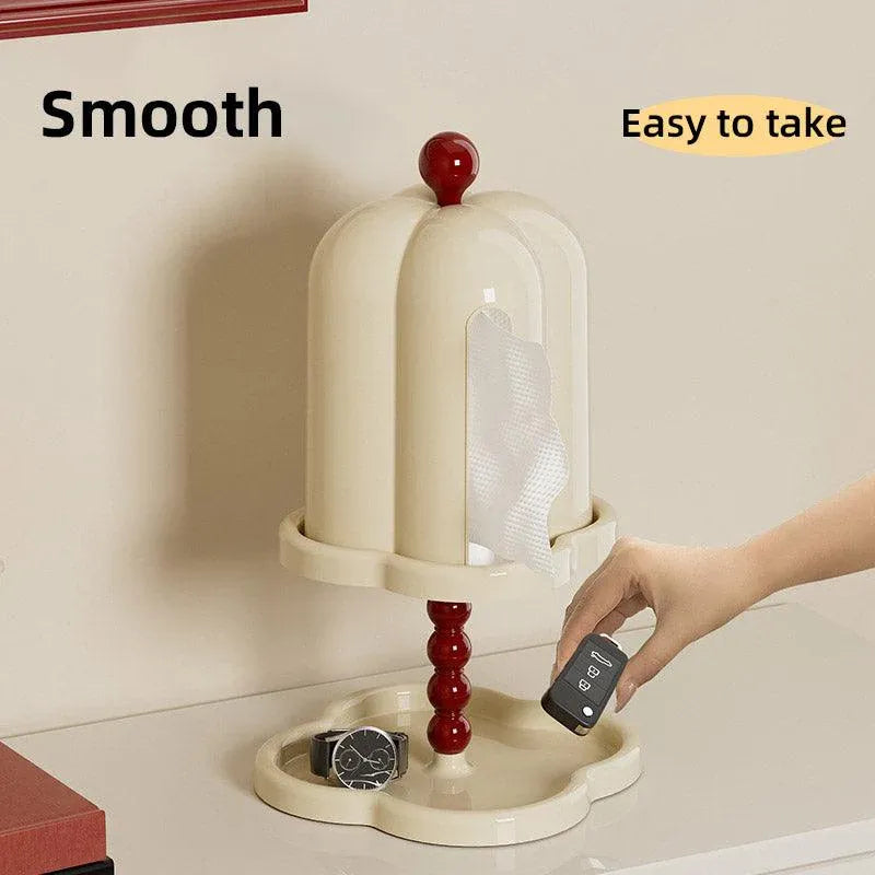 Double Shelf Paper Towel Box Dustproof Lid Vintage Tissue Holder for Kitchen - Green
