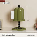 Double Shelf Paper Towel Box Dustproof Lid Vintage Tissue Holder for Kitchen - Green