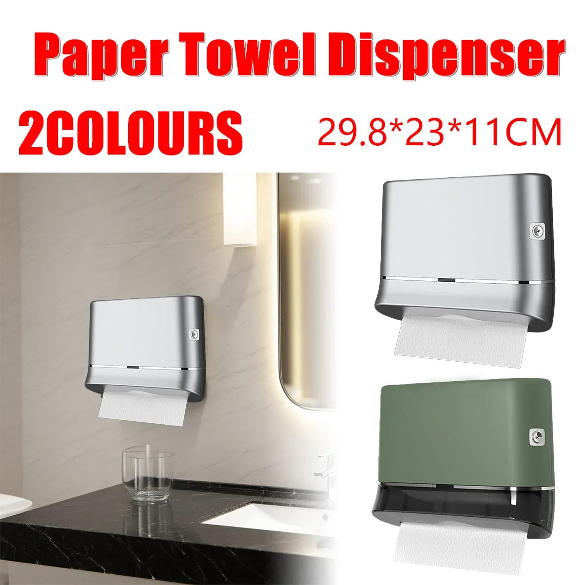 Commercial Hand Towel Dispenser Wall Mounted Tissue Box Easy Install Durable - Green