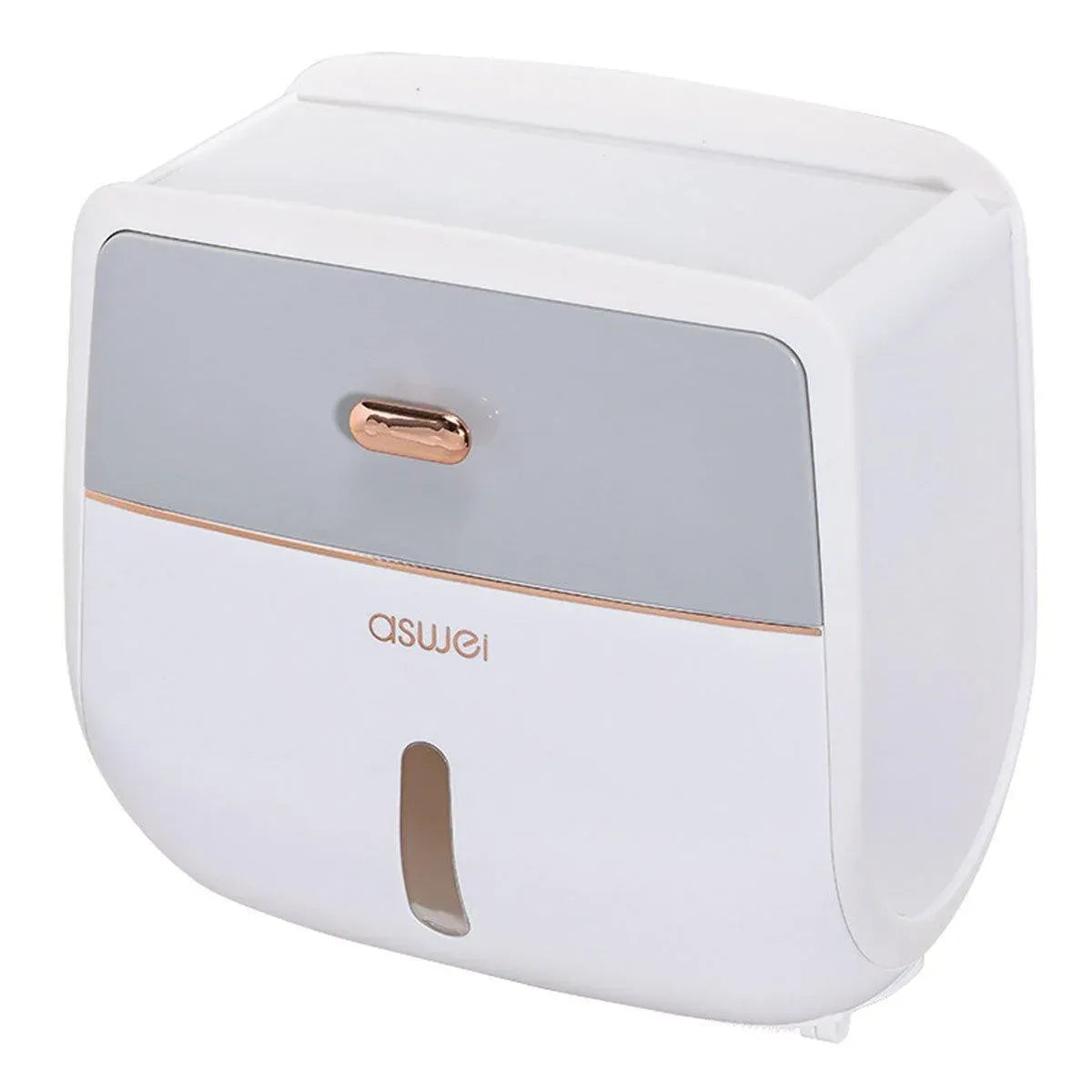 Wall-Mounted Toilet Tissue Paper Roll Holder Storage Box No punching Waterproof - Grey