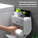 Wall-Mounted Toilet Tissue Paper Roll Holder Storage Box No punching Waterproof - Grey