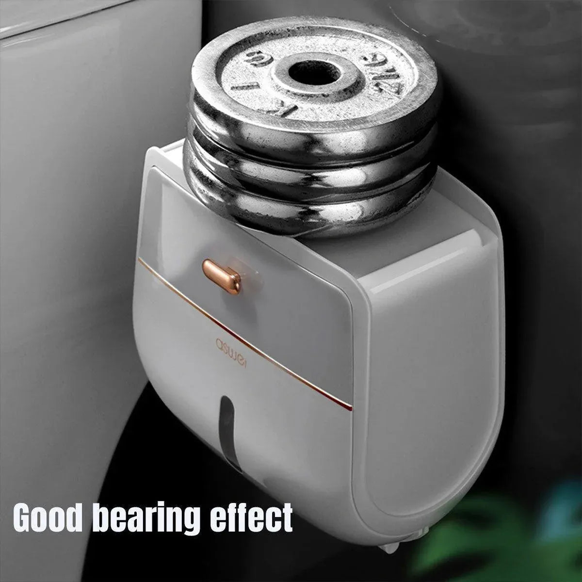 Wall-Mounted Toilet Tissue Paper Roll Holder Storage Box No punching Waterproof - Grey