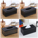High-End PU Leather Tissue Box Holder for Hotel Home Office Decor Elegant Design - Black Buttons