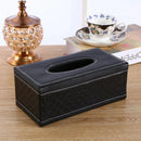 High-End PU Leather Tissue Box Holder for Hotel Home Office Decor Elegant Design - Black Buttons