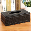 High-End PU Leather Tissue Box Holder for Hotel Home Office Decor Elegant Design - Black Buttons