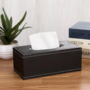 High-End PU Leather Tissue Box Holder for Hotel Home Office Decor Elegant Design - Black Buttons