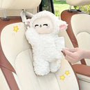 Car Tissue Box Multifunctional Hanging Drawer Box Cartoon Plush Sheep Design