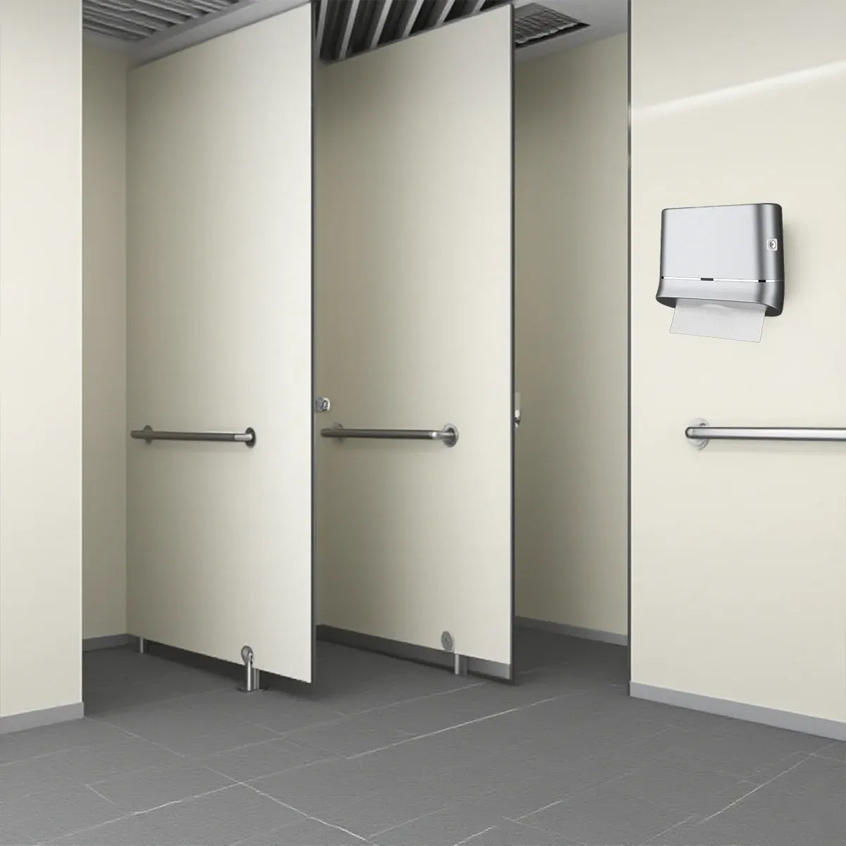 Commercial Hand Towel Dispenser Wall Mounted Tissue Box Easy Install Durable - Silver