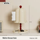 Double Shelf Paper Towel Box Dustproof Lid Vintage Tissue Holder for Kitchen - White