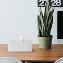 Leather Tissue Box Holder Rectangular Tissue Dispenser for Living Room Home - White