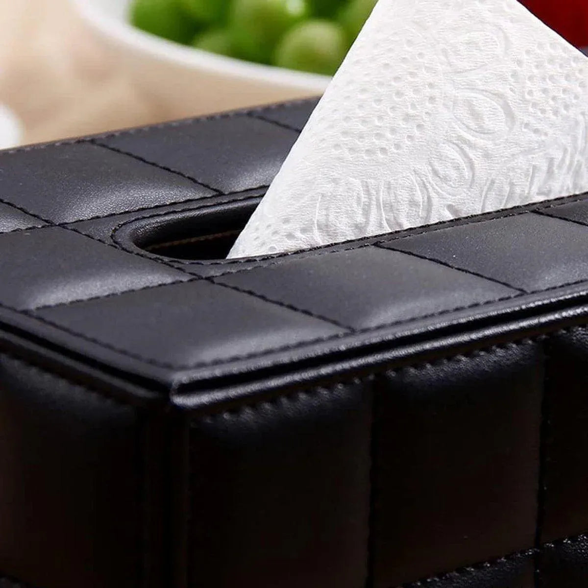 Leather Tissue Box Holder Rectangular Tissue Dispenser for Living Room Home - White